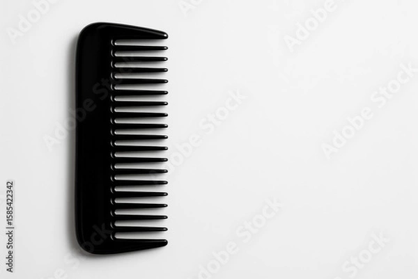 Fototapeta Black wide-tooth comb in stylish layout with copy space. Great for salon posters, hair product packaging, or modern editorial designs.
