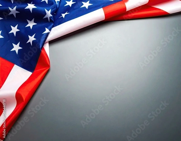 Obraz American flag draped on gray surface