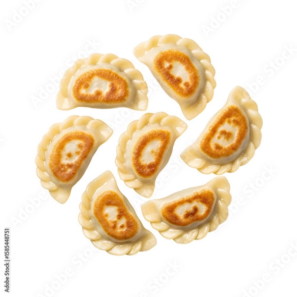 Fototapeta Delicious dumplings circle on dark background