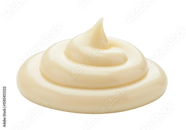 Obraz A creamy swirl of mayonnaise sits isolated on a plain transparent background