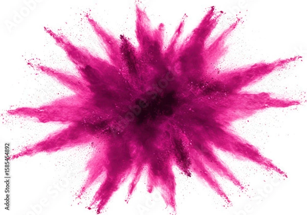 Obraz A vibrant pink powder explosion creates a starburst pattern against a transparent background