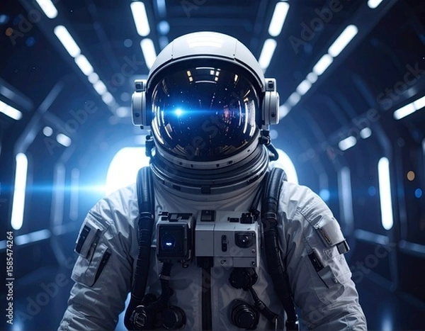 Obraz Astronaut in futuristic tunnel