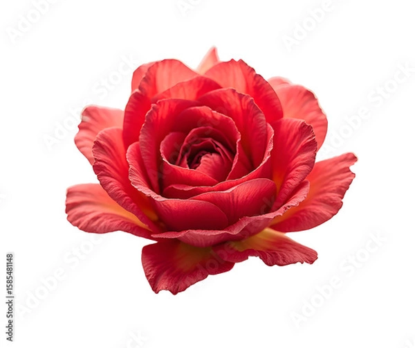 Fototapeta Vibrant Red Flower Petals Against A Soft on White Background Creating A Delicate Floral Arrangement top view
