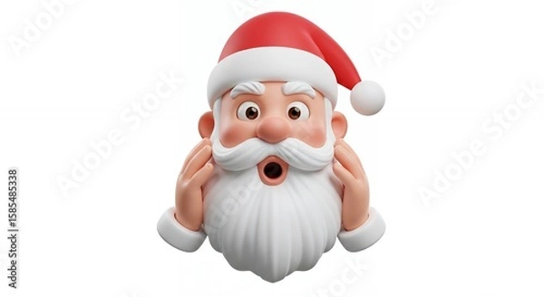 Obraz Cartoon santa claus head with surprise expression