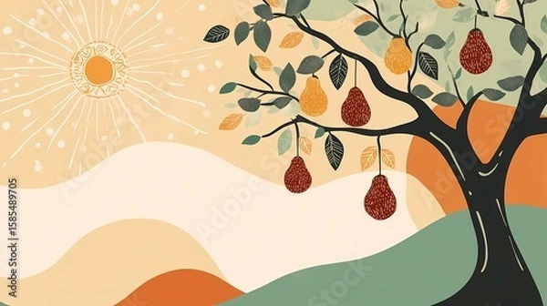 Obraz autumn background with avocado tree