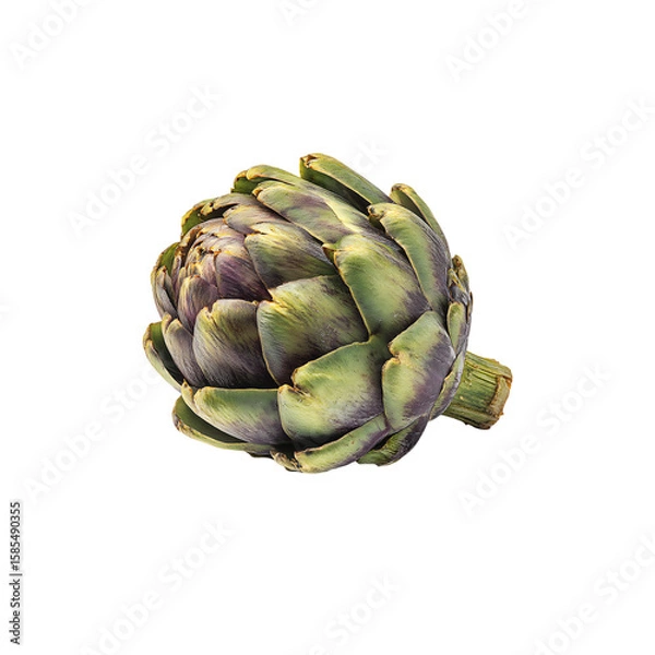 Fototapeta Fresh Artichoke isolated on a transparent background, in a PNG format