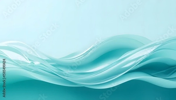 Obraz Abstract teal flowing shapes on a light teal background