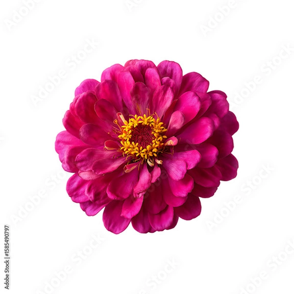 Fototapeta Fuchsia pink zinnia flower isolated on a transparent background, in a PNG format