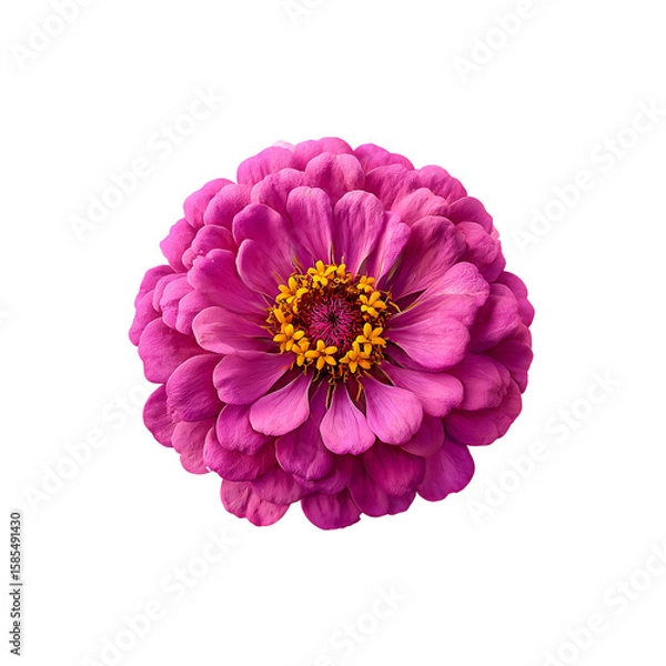 Fototapeta Fuchsia pink zinnia flower isolated on a transparent background, in a PNG format