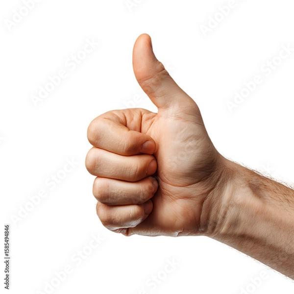 Fototapeta Hand with thumb up gesture isolated on a transparent background, in a PNG format