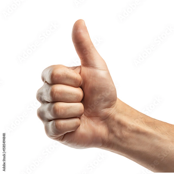 Fototapeta Hand with thumb up gesture isolated on a transparent background, in a PNG format