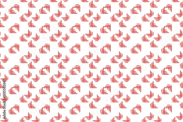 Fototapeta Seamless abstract red geometric pattern with modern brushstroke motifs on white background, minimalist festive design