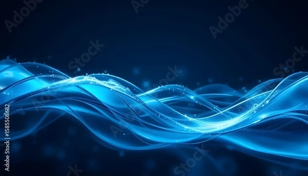 Obraz Abstract flowing blue waves on a dark background