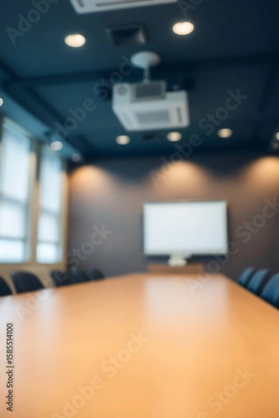 Obraz Blurred conference room interior showcasing business and technology settings with empty spaces