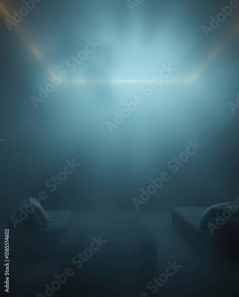 Obraz Eerie Tranquility: Minimalist Room Enshrouded in Mystical Fog Creating an Ominous Atmosphere