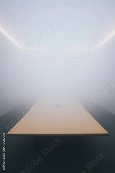 Obraz Ethereal meeting room in a misty, minimalist setting for creative collaboration and planning