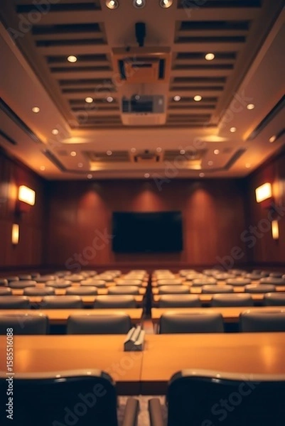 Obraz Empty conference room showcasing presentation setup awaiting the audience arrival