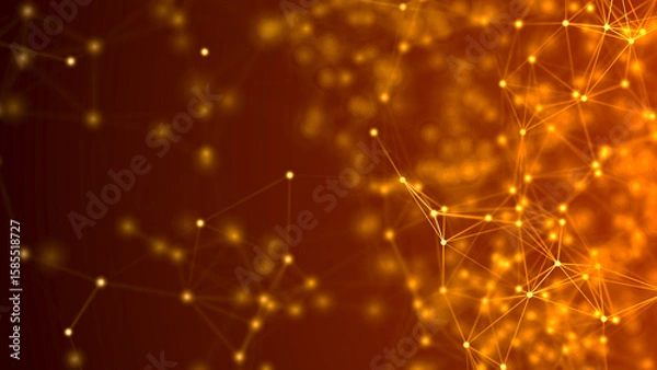 Fototapeta Abstract digital connection dots and lines. Technology background. Network connection structure. Plexus effect. 3d	