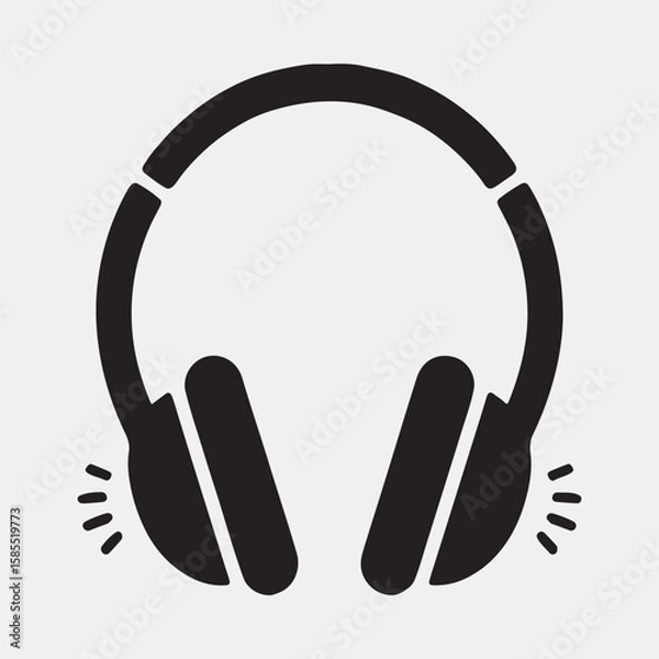 Obraz Vector illustration of over-ear headphones with audio indicator.
