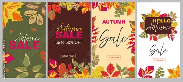 Obraz Vibrant autumn sale banners showcasing seasonal discounts and colorful foliage for a festive shopping experience