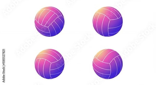 Fototapeta Four colorful volleyball graphics