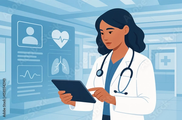 Obraz Flat Vector Doctor Illustration