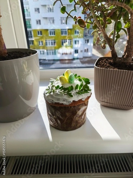 Obraz chocolate cake on a table, Easter cake