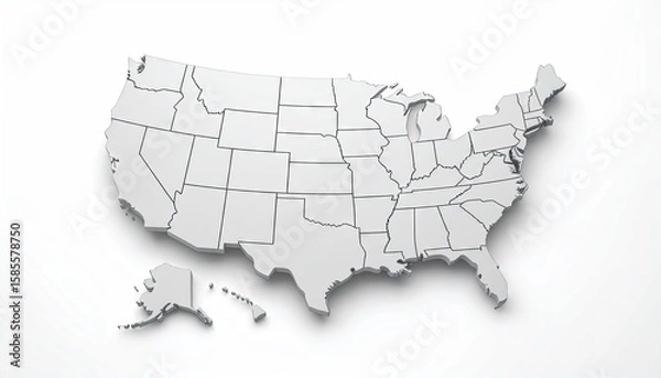Fototapeta 3D map of the USA (2)