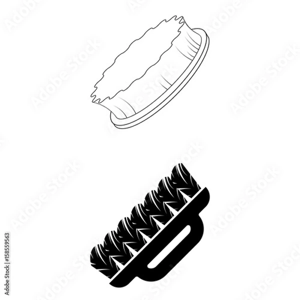 Obraz Set of 2 vectors. Pictogram cleaninng brush icon. Black icon on white background.