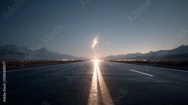 Obraz Lightning Bolt on Open Highway Symbolizing Fast Energy Transfer
