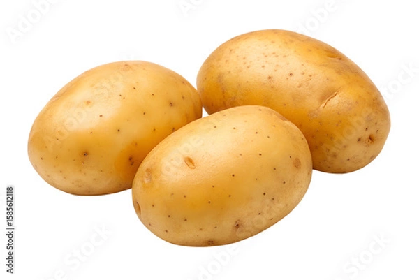 Fototapeta Three fresh potatoes isolated on transparent background