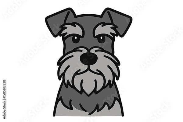 Fototapeta Vector Illustration of Schnauzer Dog Face in Minimal Style
