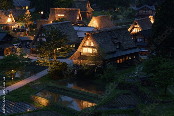 Fototapeta 五箇山のライトアップ