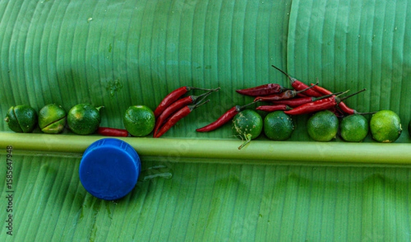 Obraz Basic ingredients for a Filipino dipping sauce