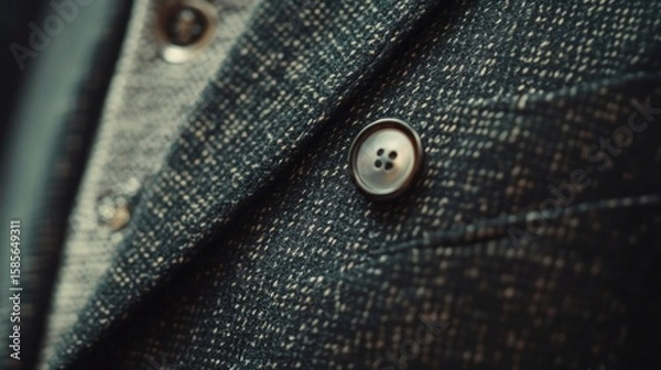 Fototapeta Closeup dark gray blazer button texture