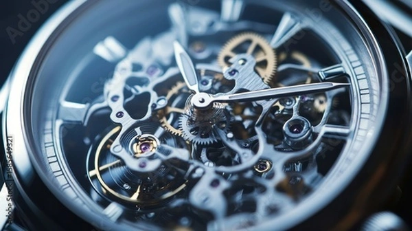 Fototapeta Closeup mechanical watch movement
