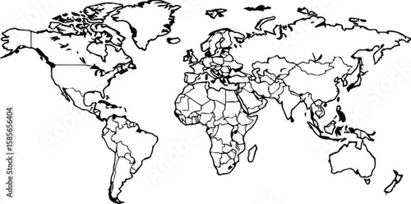 Fototapeta world map line icon vector illustration isolated on transparent background