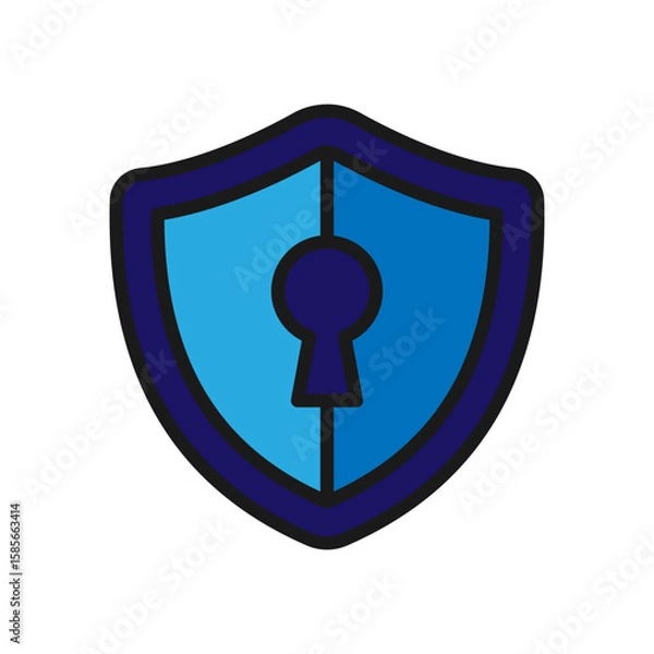 Fototapeta Vector illustration of a Shield in solid line style isolated in white background. Modern and minimalist chart illustration