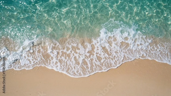 Fototapeta Realistic beach textures with receding waves and wet sand, ideal for seascape overlays and relaxing digital art
