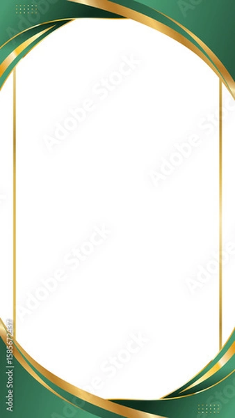 Obraz Elegant Green and Gold Abstract Frame with Modern Design