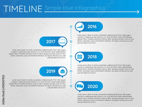 Obraz Simple blue timeline 12, infographics vector
