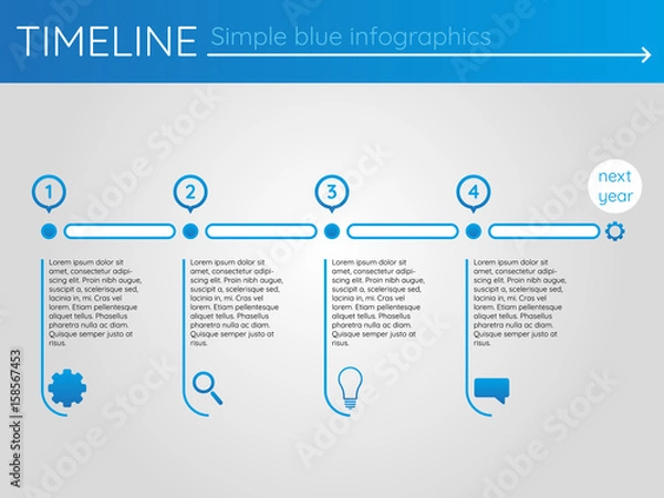 Obraz Simple blue timeline 14, infographics vector
