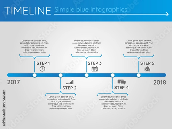 Fototapeta Simple blue timeline 18, infographics vector
