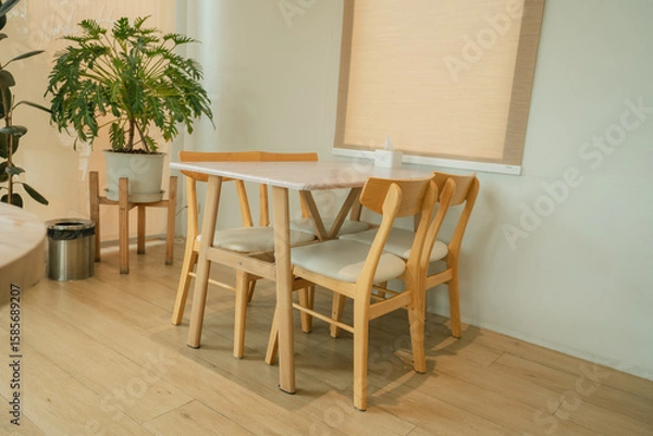 Fototapeta Decorated tables and chairs in a cafe