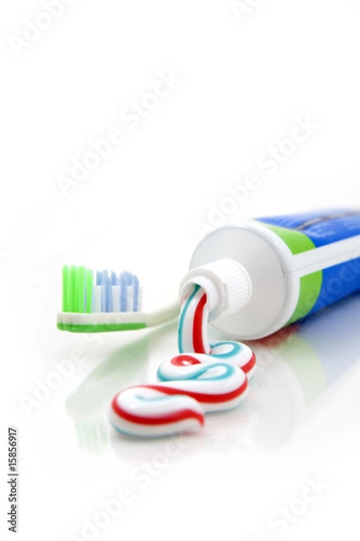 Fototapeta Toothbrush and toothpaste
