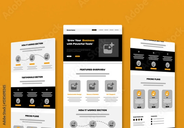 Fototapeta Wireframe Website Landing Page Template