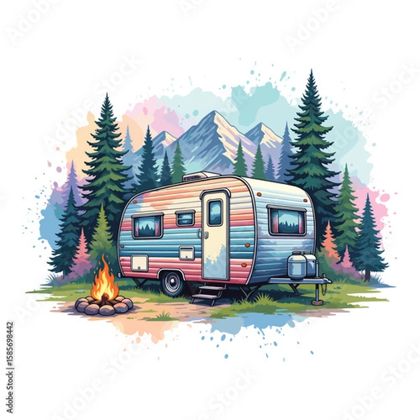 Obraz Camping Watercolor Sublimation