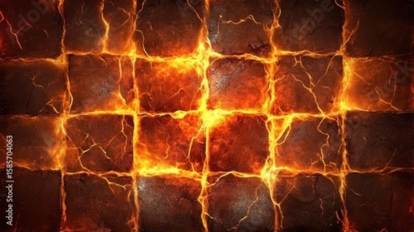 Fototapeta Fiery stone grid pattern