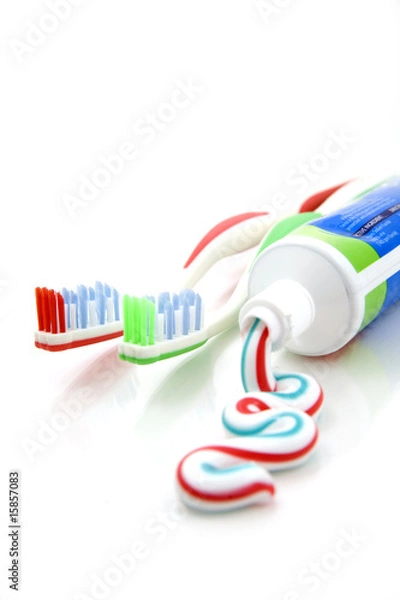 Fototapeta Toothbrush and toothpaste