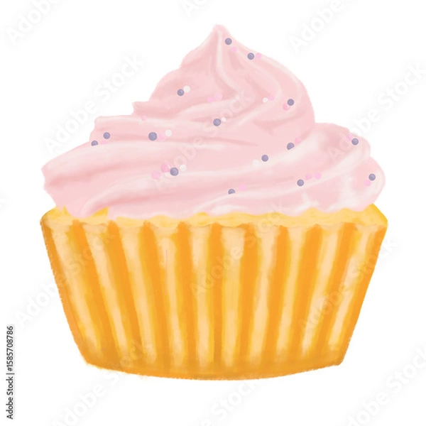 Obraz Cupcake art with sprinkles on top on a transparent background
